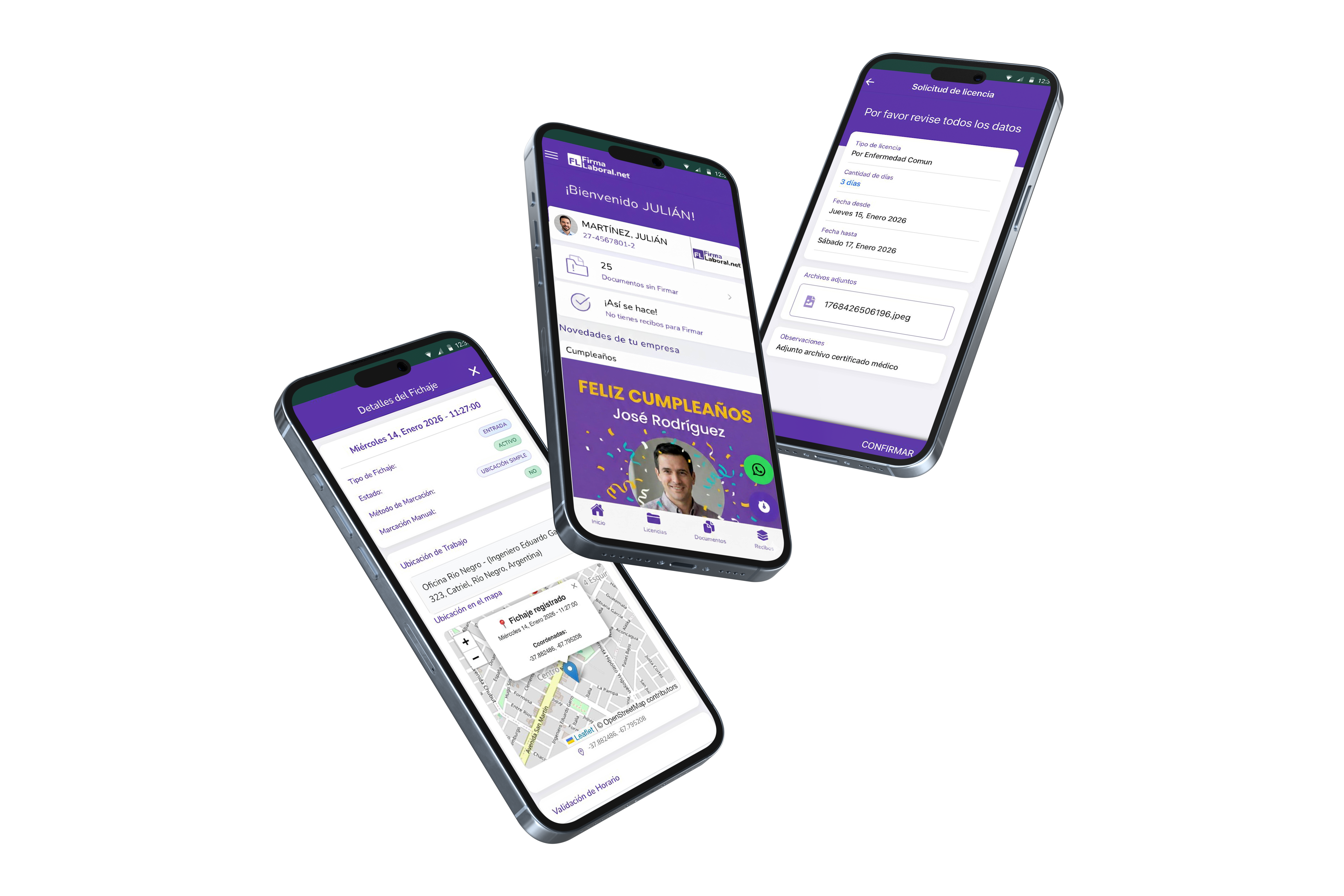 FirmaLaboral app — onboarding, comunicaciones y control horario